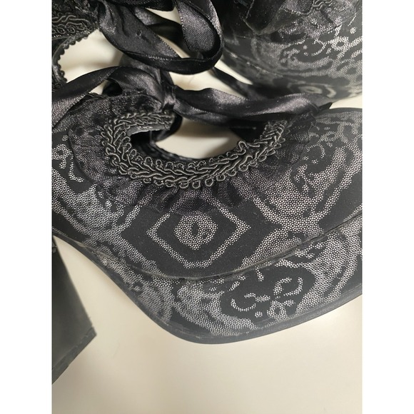 GOTHIKA-53 BLACK & SILVER NUBUCK MARY JANE HEELS Goth Vampire Whimsygoth Punk 7 - Picture 6 of 11